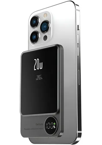 S T Design Magnetische Powerbank 5000mAh - Magsafe Kompatibel, kabelloses Laden mit 20W PD Schnellladung und sicherem magnetischen Halt für iPhone 16-12