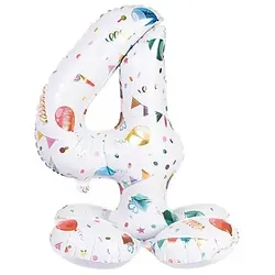 Folat 63964 Luftballon Ziffer 4 - 72 cm, perfekte Dekoration für Geburtstagsfeiern und Jubiläen, einfach zu aufblasen