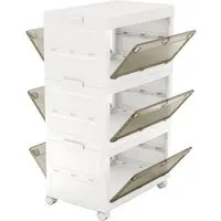Costway Aufbewahrungsbox 126 L Weiß 3er Set mit Rollen - Praktisches 3er Set Aufbewahrungsboxen mit 126 L Volumen. Faltbar und mit Rollen für einfache Mobilität. Ideal zur Organisation und für stilvolle Lösungen im Zuhause.
