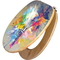 Banjado Design WC Sitz aus Bambus mit Motiv - Eleganter Toilettensitz aus robustem Bambus, mit schutzlaminierter Motivfolie für zusätzliche Kratzfestigkeit. Ideal für alle gängigen Toilettenschüsseln und einfach zu reinigen. Handgefertigt in Sachsen.