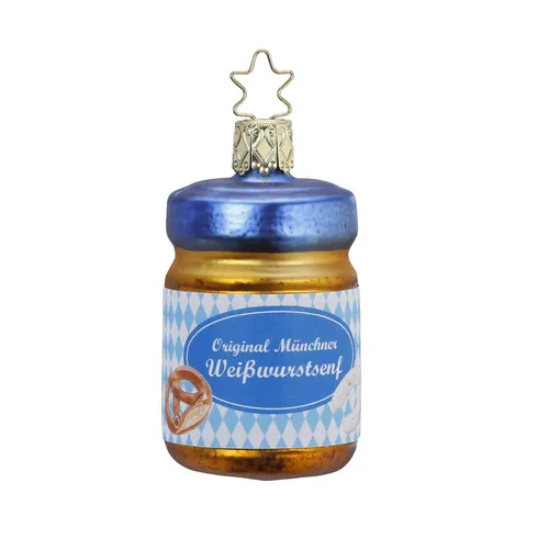 Weihnachtskugel Christbaumschmuck Weißwurstsenf 7cm Christbaumkugel Bayern Glas