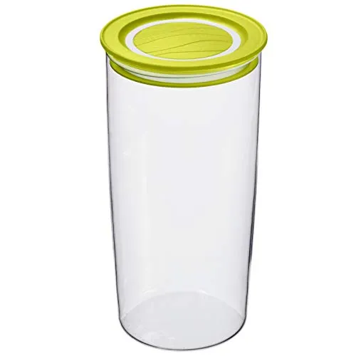 Rotho Cristallo runde Vorratsdose 1,2l mit Deckel und Dichtung, Kunststoff (SAN) BPA-frei, transparent/grün, 1,2l (11,0 x 11,0 x 19,3 cm)
