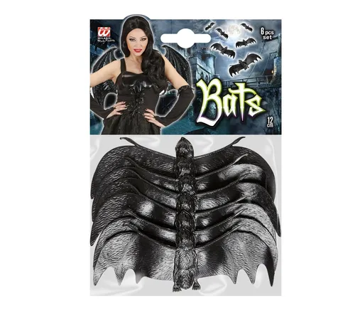 HALLOWEEN DEKO FLEDERMÄUSE 6ER SET 13,5 CM NEU