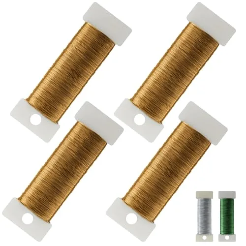 Stück Basteldraht Dünn Gold 0,35mm X 50m, Wire aus Robustem Verzinktem Eisen, Bricht Nicht Leicht Und Rostet Nicht, Blumendraht Für Floristik Schmuckherstellung Bastelarbeiten 4