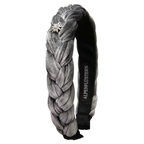Alpenflüstern Schmuckset Haarreifen - EDELWEISS - Eleganter Haarreifen aus edel schimmerndem Samt mit funkelnden Edelweißblüten, perfekt für Trachten-Outfits und angenehm zu tragen.