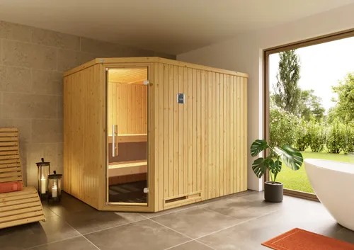 Weka Ecksauna VARBERG 4 GT - Sauna von Weka, bietet entspannende Wellness für Ihr Zuhause mit hochwertiger Verarbeitung und kompaktem Design.