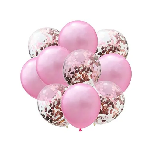 Oblique Unique® Konfetti Luftballon Set für Hochzeit JGA Geburtstag Feier Jubiläum Baby Shower Party Deko Ballons Rosa