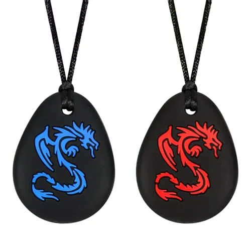 CLDY Kaukette für Kinder, 2 Stück sensorische Kauketten, Beißring aus Silikon BPA-frei, Autismus-Spielzeug für Jungen und Mädchen, Kauanhänger aus Silikon, perfekt für Kinder mit ADHS und Beißende