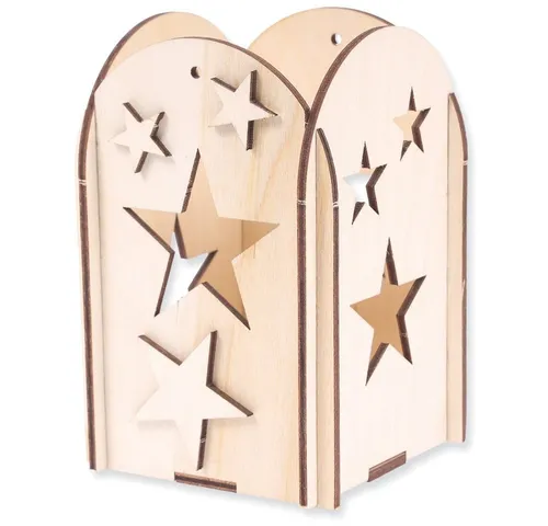 matches21 HOME & HOBBY Steckbausatz Tischlaterne mit Sternen Kreativset Bausatz Holz Holzbaukasten