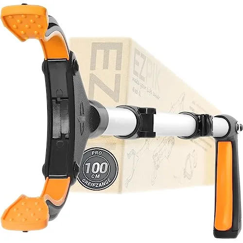EZPIK 1 x 100 cm Greifer für Senioren mit Magnet-Greifarm, Robuste Greifzangen für Menschen mit Behinderungen, Drehbare Müllgreifer Zange, Gehilfe mit Befestigungsclip, 1er-Pack, Silber