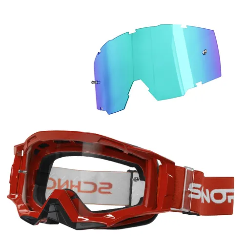 SCHNORR Sportbrille MX Neo - Motocross Brille mit Anti-Fog und Wechselglas Blau - Die SCHNORR MX Neo in Rot überzeugt mit flexiblem TPU-Rahmen und kratzfestem Glas für klare Sicht. Ideal für Offroad-Abenteuer dank Anti-Fog-Beschichtung und Tear-Off-Kompatibilität. Perfekt für jeden Einsatz!