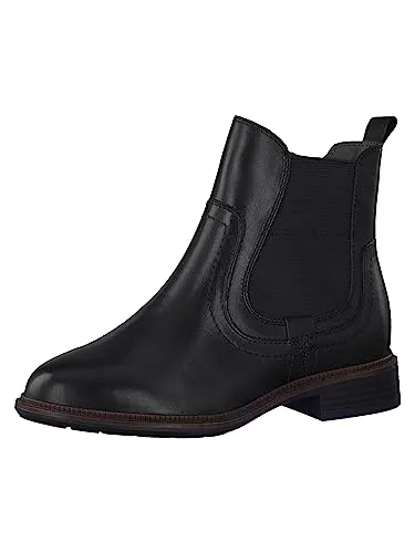 Tamaris COMFORT Damen Chelsea Boots aus Leder – Niedriger Schaft, Schwarz, 37 EU - Wanderschuhe mit Wechselfußbett für optimalen Komfort und individuelle Passform. Hochwertiges Leder sorgt für Langlebigkeit und Stil – ideal für jeden Anlass.
