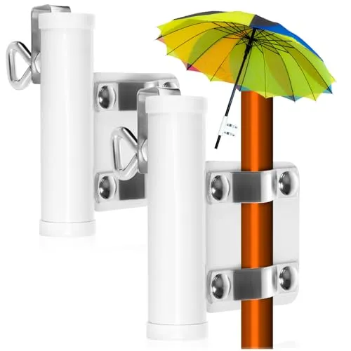 com-four® 2X Sonnenschirmhalter für Balkongeländer - Sonnenschirm Balkon Halterung - Sonnenschirmständer - Schirmhalter bis 28 mm Ø, Plattenstärken bis 30 mm (02 Stück - Sonnenschirmhalter-Griff)
