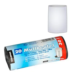 STARPAK Müllbeutel 30,0 l grau 17,0 µm, 20 St.