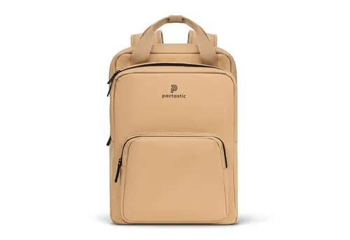 Pactastic Urban Collection Round Top Backpack 40 cm - Beige - Stylischer Rucksack mit gepolstertem Laptopfach, wasserabweisend und ideal für Office, Schule und Alltag. Ergonomische Schultergurte sorgen für hohen Tragekomfort.