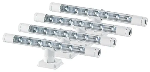 Lunartec Batterielicht: Flexible warmweiße 4in1-LED-Unterbauleuchte, weiß, 4er-Set (LED kabellos Leiste, Beleuchtung batteriebetrieben, Leuchtstoffröhren)
