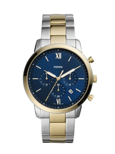 Fossil Chronograph Neutra Edelstahl Bicolor FS5706 - Armbanduhren für Herren mit 44-mm-Gehäuse, blauem Zifferblatt und wasserdicht bis 50 m - perfekt für den Alltag und besondere Anlässe.