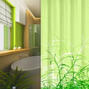 KS Handel 24 Textil Duschvorhang 240x200 cm/Gräser Grün