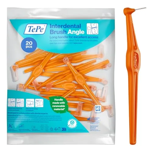 TePe Angle Interdentalbürste, Orange, 0,45 mm/ISO 1, 20 Stk., Zahnwischenraumreinigung, Plaque-Entferner für kleine Zahnlücken