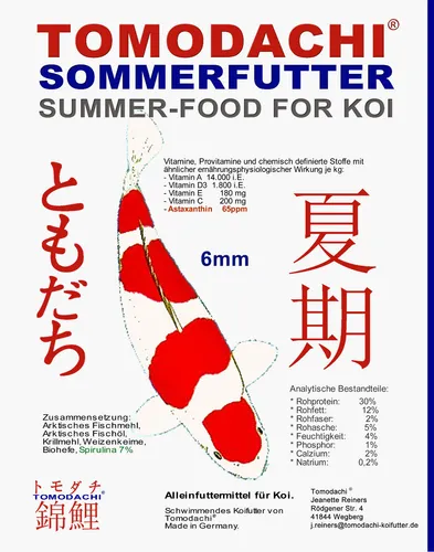 Koifutter Sommerfutter Koi Schwimmfutter Wachstum und Farbschutz für Koi 6mm 2kg