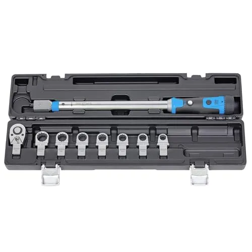 SW-Stahl 03880L Profi Drehmomentschlüssel Satz 40-200 Nm - Drehmomentschlüssel Set mit 9 Teilen, einstellbar von 40-200 Nm für präzise Anzugsmomente. Ideal für PKW-Reparaturen, ergonomischer Griff für Sicherheit und 48-Zähne-Ratsche für einfache Handhabung.