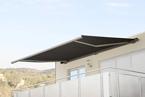 Mendler Elektrische Kassettenmarkise HWC-H27 6x3m in schwarz von Mendler