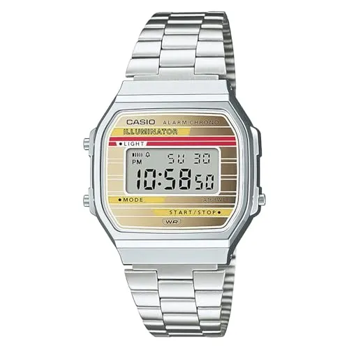 Casio Watch A168WEHA-9AEF - Armbanduhren für Damen mit silbernem Resin-Gehäuse und kratzfestem Acrylglas, perfekt für jeden Anlass und stilvoll im Alltag.