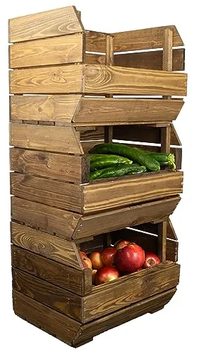 Kistenkolli Altes Land Kartoffelsteige - 3er Set Gemüsekisten aus Fichtenholz - Obstschalen und mehr: Diese multifunktionale Kiste aus Fichtenholz vereint Ästhetik und Funktionalität, ideal zur Präsentation und Organisation von Obst, Gemüse und Kartoffeln.
