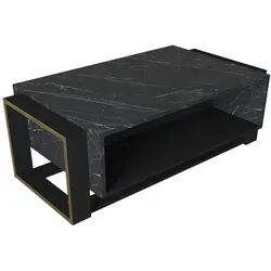 moebel17 5163 Bianco Couchtisch - Beistelltisch für das Wohnzimmer in Braun Dunkelgrau mit eleganter Marmoroptik, bietet viel Stauraum durch offene Fächer und ist ideal für kleine Räume. Maße: 107 x 41 x 60 cm, einfache Selbstmontage.