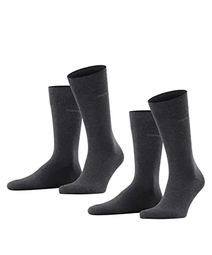 ESPRIT Herren Socken Basic Uni Multipack M So Baumwolle einfarbig 2 Paar, Grau Anthracite Melange 3080, 47-50