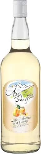 Alpenschnaps Steinbeisser Williamsbirne mit Honig (1l) – Milder, aromatischer Birnenschnaps – Obstschnaps mit Rezeptur aus dem Alpenland – Schnaps für den Genuss nach dem Essen – 35 % Vol.