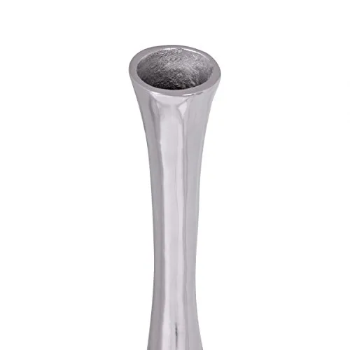 FineBuy Deko-Vase aus Aluminium - Moderne Tischdeko in Silber - Vasen - Hochwertige Aluminiumvase mit dünnem Vasenhals als optisches Highlight, jedes Stück ein handgefertigtes Unikat für stilvolle Wohnräume.