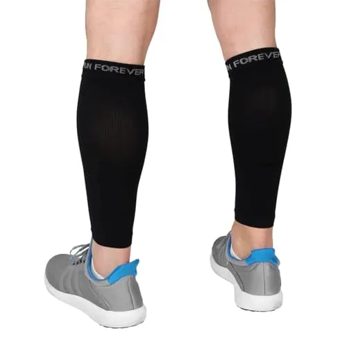 Run Forever Sports Herren kompressions-wadenbandage sleeve - bein kompression socken für schienbein splint, & wade schmerzlinderung schwarz XL