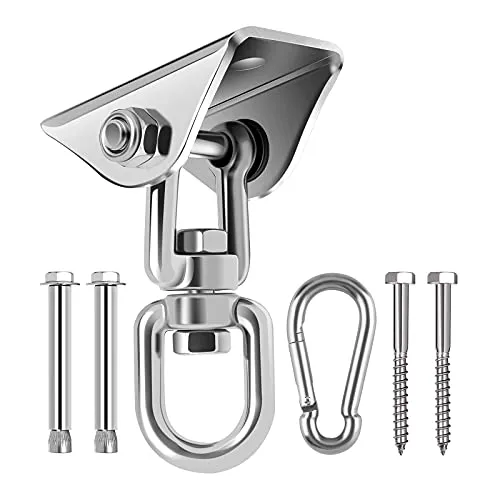 Awroutdoor 450KG Kapazität Edelstahl 360° Drehen Deckenhaken Schaukel, Schaukelhaken, aufhängung Haken mit Schraube für Beton Holz Sets Spielplatz Veranda Sitz Trapeze Yoga, Gym