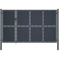 vidaXL Gartentor aus Stahl 350 x 200 cm - Anthrazit - Gartenzäune - Robustes Gartentor aus anthrazitfarbenem Stahl, ideal für Sicherheit und Stil in Ihrem Garten.