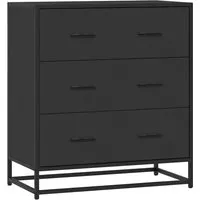 vidaXL Sideboard Schwarz 68x35x76 cm - Moderne Kommode aus robustem Holzwerkstoff und Metall, bietet 3 Schubladen für reichlich Stauraum und überzeugt durch industrielle Eleganz und außergewöhnliche Haltbarkeit.
