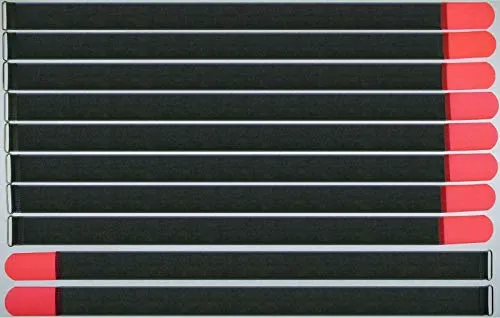 10x 80 cm x 50 mm FUK wiederverschleßbare Klett-Kabelbinder NEON ROT mit Metall-Öse - Kabel-Klettband 800 mm wiederverwendbar