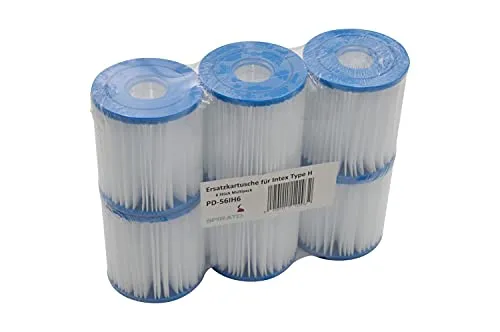SPIRATO Filterkartusche Type H - 6 Stück Multipack der Ersatzkartusche für Intex Filteranlagen