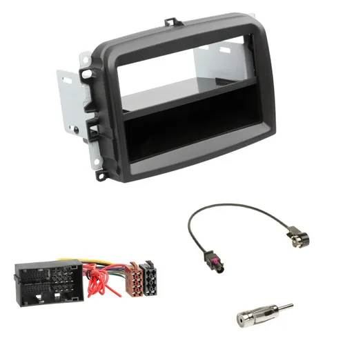 Fiat 500L ab10/2012 (Typ 199) Doppel-DIN Radioblende+Fach + ISO Adapter +Antenne