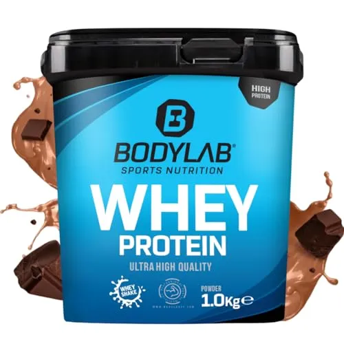 Bodylab24 Whey Protein Pulver, Milchschokolade, 1kg | Bis zu 24 g Protein pro Portion, hochwertiges Molkenprotein, perfekt löslich, ideal für Protein Shakes rund ums Training