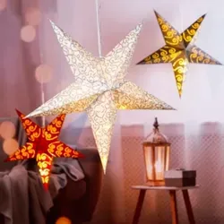 HI LED Stern Papierstern mit 15 warmweißen LEDs