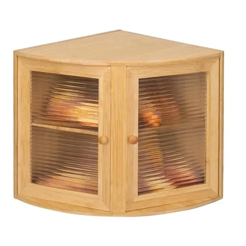 Ecke Brotkasten aus Bambus 2 Etagen 32x32x34cm von Leader Accessories