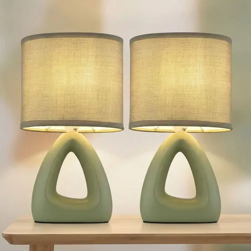 Tischlampe Keramik Nachttischleuchte 2er Set – Stilvolle Leselampe in Grün - Tischleuchten aus Keramik und Textil, mit elegantem Design und praktischem Wippschalter. Ideal für harmonische Beleuchtung und geschmackvolle Akzente in jedem Raum.