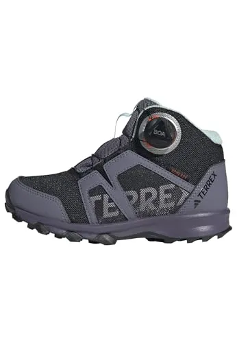 adidas Terrex Kid's Terrex BOA Mid Rain Ready - Wanderschuhe 28 | EU 28 blau/schwarz - Halbhoher, bequemer Wanderschuh für kleine Abenteurer - Wasserdicht mit praktischer BOA-Drehverschluss-Schnellschnürung, ideal für Trekking und Wandern.