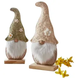 Home-trends24.de Wichtel Wichtel Deko Figur Holz Frühling Stand Skulptur Zottelbart 2er Set