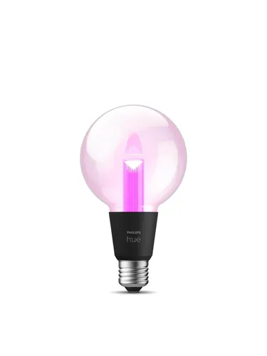 Hue G95 - Smarte E27 Lampe, handgeblasen aus kristallklarem Glas mit einzigartigem Lichteffekt