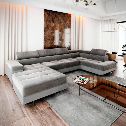 Masseno Ecksofa CASONE R-S mit Schlaffunktion und Stauraum - Ecksofa mit Bettkasten und Schlaffunktion, bietet hohen Komfort und praktischen Stauraum für Bettzeug, ideal für Gäste und kleine Räume.