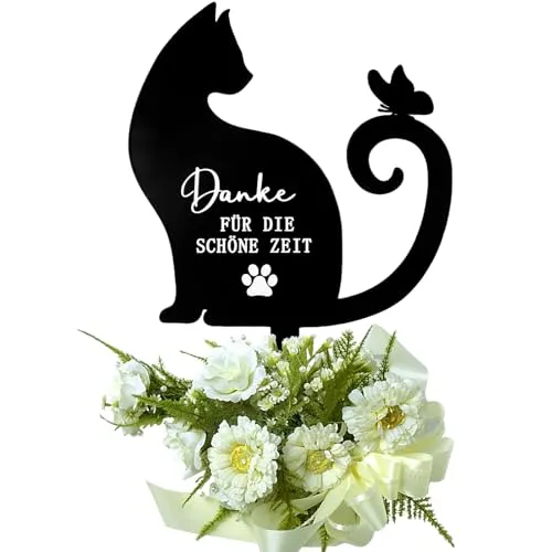Gedenkstein Katze, Metal Grabplatte mit Gravur Katze Gedenkstein,Grabstein Katze für Draußen,Schwarz Katzen Grabschmuck aus Edelstahl,für Den Garten Grabdekoration Andenken an Den,für Tierbesitzer