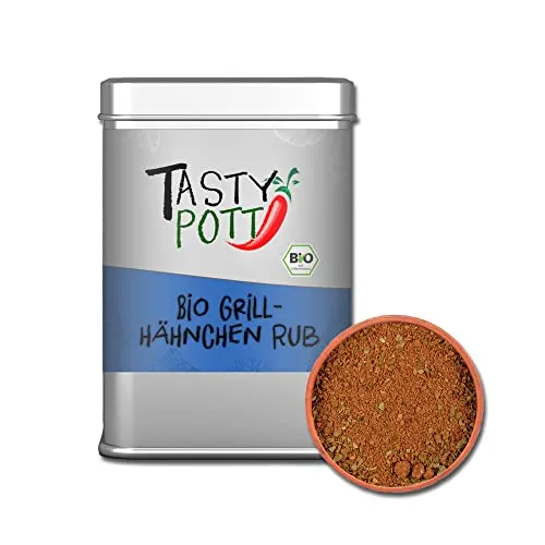 Tasty Pott Gewürzmischungen 1 I Gewürze I Spices I Kräutermischungen I Kräuter I Würzen I Gewürzpulver (Bio Grillhähnchen Rub 100g)