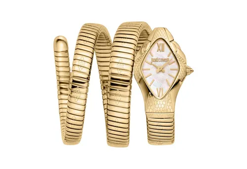 Just Cavalli Time Quarzuhr Cristallo JC1L307M0025 - Elegante Damenuhr mit goldfarbenem Edelstahlarmband und Perlmutt-Zifferblatt, ideal für stilbewusste Frauen.